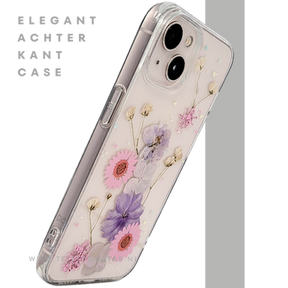 Bloemen Hoesje iPhone 13 / 14 &ndash; Transparant Met Echte Bloemenlook