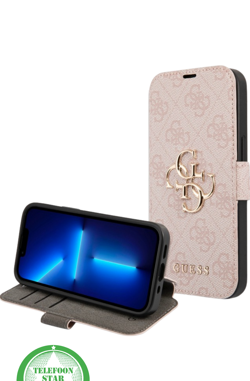 Hoesje voor iPhone 15 Bookcase – LuxeBruin Lederen Look met Goudkleurig Logo Geef je iPhone 15 een stijlvolle en elegante uitstraling met ditBruin bookcase hoesje.