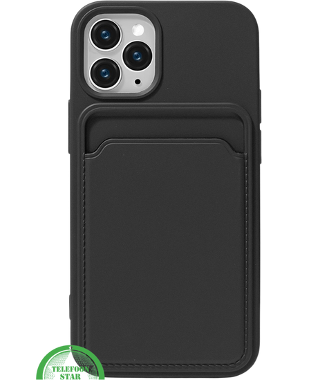 Zwart Hoesje voor iPhone 12 Pro met Kaartvak, Praktisch, Slank &amp; Veilig