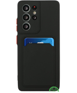 Zwart Transparant Hoesje voor Samsung S25 Ultra met Kaartvak, Praktisch, Slank & Shockproof