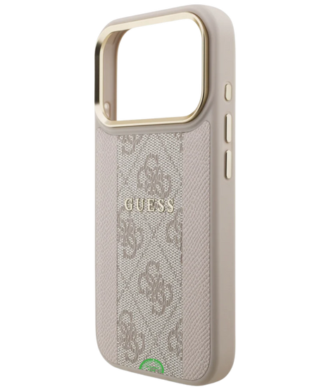 Hoesje voor iPhone 17 Pro Beige met Gouden Camerarand, antislip zijkanten