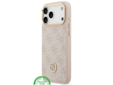 Guess iPhone 18 Pro Hoesje met Koord Beige Goud 4G Monogram