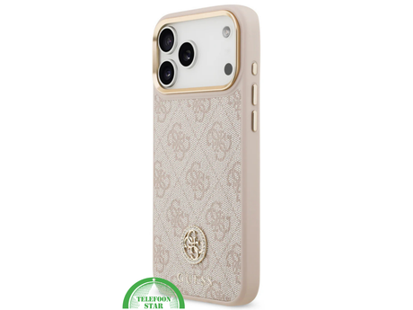 Guess iPhone 18 Pro Hoesje met Koord Beige Goud 4G Monogram