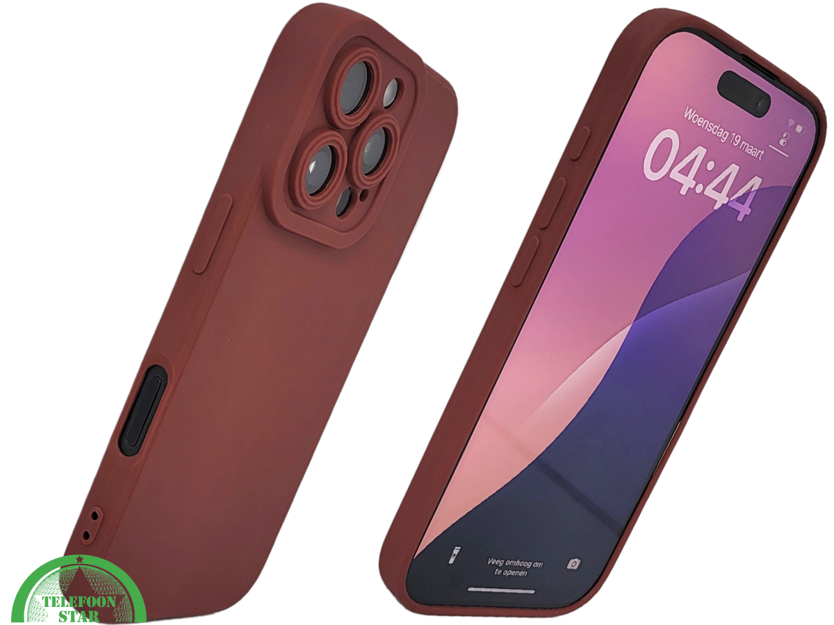 iPhone 16 Pro Donkerrood Hoesje Mat Design Met Verhoogde Camerabescherming