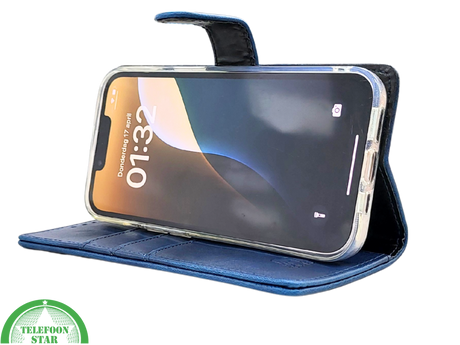 Donkerblauw Bookcase Hoesje iPhone 13 / 14 &ndash; Magneetsluiting en Pasjesvakken | &euro;14,95