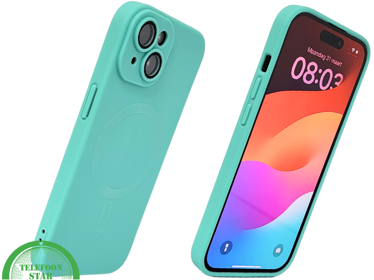 iPhone 15 Hoesje &ndash; Turquoise Met MagSafe | Fris, Functioneel &amp; Kleurvol