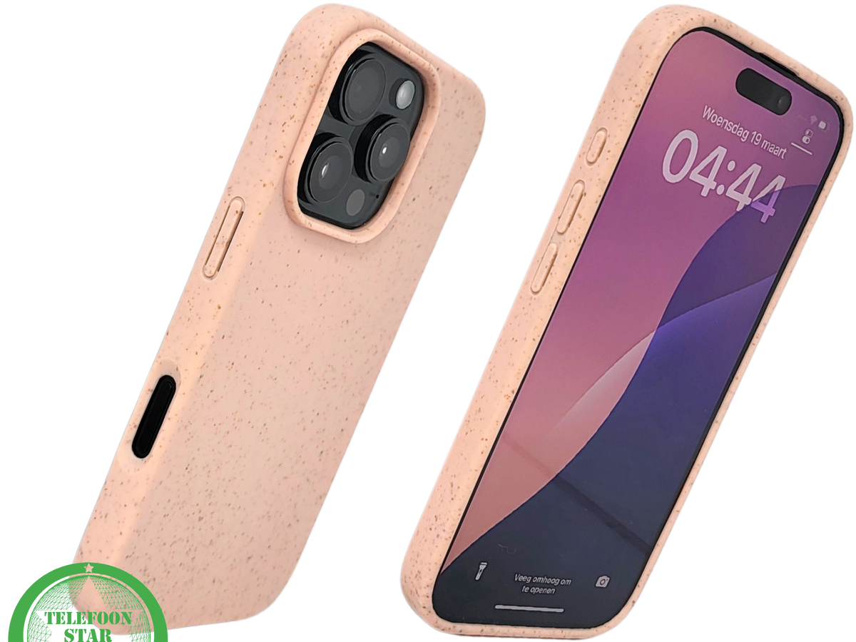 iPhone 16 Pro Lichtroze Eco Hoesje Biologisch Afbreekbare Matte Bescherming