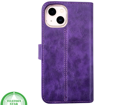 Paars Bookcase Hoesje iPhone 13 / 14 &ndash; Luxe Wallet Case met Magneetsluiting | &euro;14,95