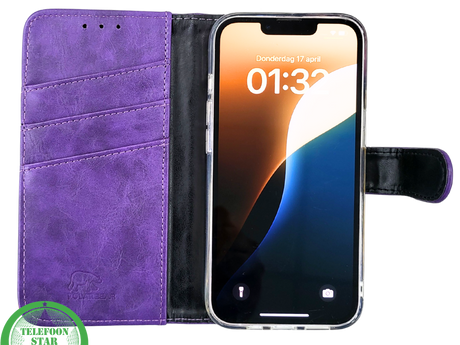 Paars Bookcase Hoesje iPhone 13 / 14 &ndash; Luxe Wallet Case met Magneetsluiting | &euro;14,95