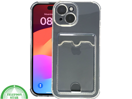 iPhone 15 Plus Clear Case met Kaarthouder &ndash; Slank Design &amp; Extra Functionaliteit