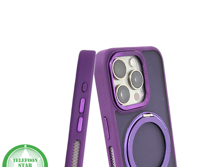 Paars iPhone 15 Pro Max Hoesje met Ringhouder &ndash; MagSafe &amp; Kickstand | Telefoonstar.nl