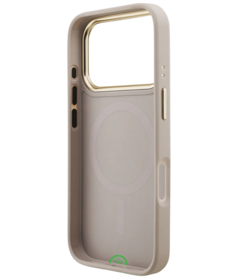 Hoesje voor iPhone 17 Pro Beige met Gouden Camerarand, antislip zijkanten