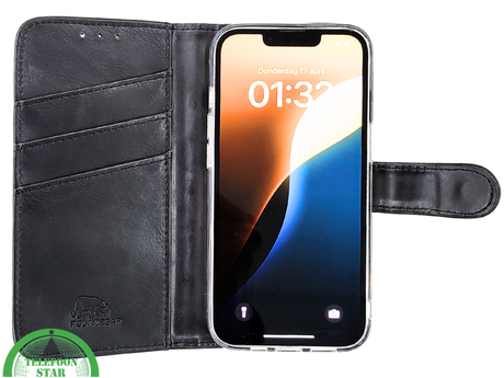 Zwart Bookcase Hoesje iPhone 13 / 14 &ndash; Met Bandje en Standaardfunctie | &euro;14,95