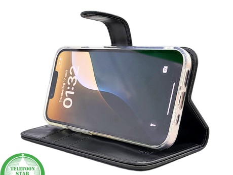 Zwart Bookcase Hoesje iPhone 13 / 14 &ndash; Met Bandje en Standaardfunctie | &euro;14,95