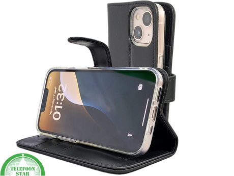 Zwart Bookcase Hoesje iPhone 13 / 14 &ndash; Met Bandje en Standaardfunctie | &euro;14,95