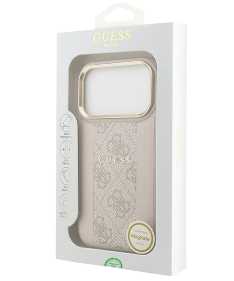 Hoesje voor iPhone 17 Pro Beige met Gouden Camerarand, antislip zijkanten