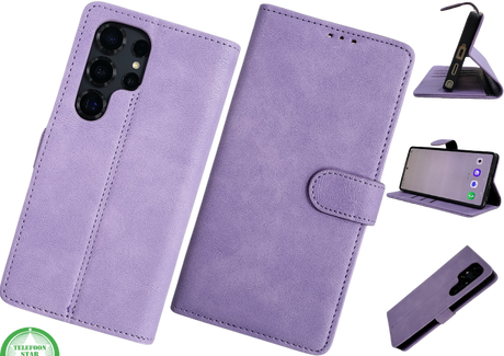 Hoesje voor Samsung S26 Ultra paars Boek Leer Stijlvolle en Beschermende Wallet lather