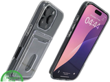 iPhone 16 Pro Transparant Hoesje met Opklapbare Kaarthouder &ndash; Stevige en Elegante Bescherming