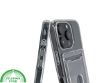 iPhone 16 Pro Transparant Hoesje met Opklapbare Kaarthouder &ndash; Stevige en Elegante Bescherming