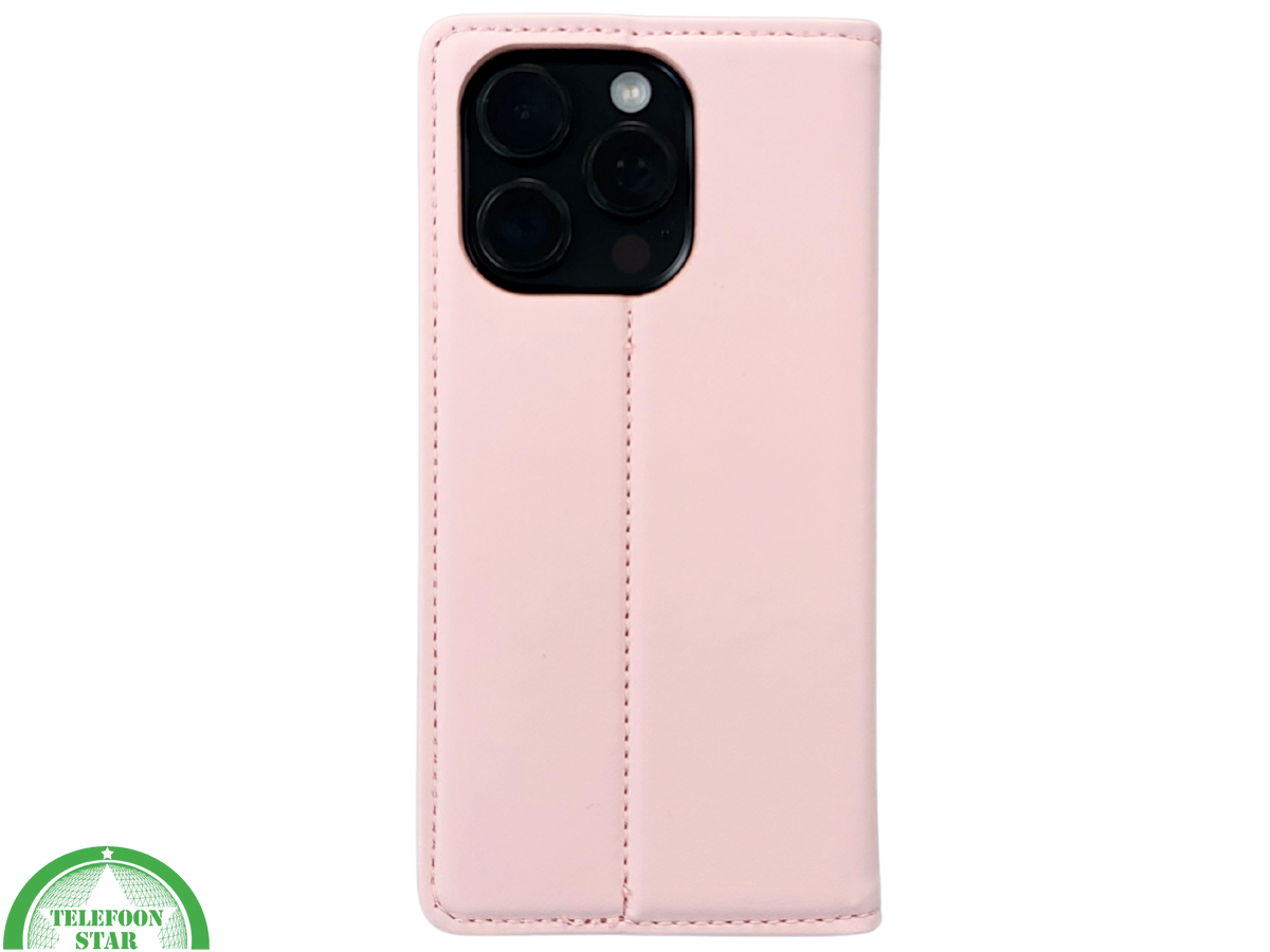 Bookcase Hoesje iPhone 16 Pro Roze &ndash; Elegante Wallet Case met Pasjeshouder