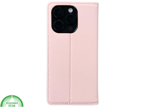 Bookcase Hoesje iPhone 16 Pro Roze &ndash; Elegante Wallet Case met Pasjeshouder