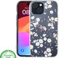 iPhone 15 Hoesje &ndash; Transparant Met Margrietjes en Papegaai | Fris, Kleurrijk &amp; Beschermend