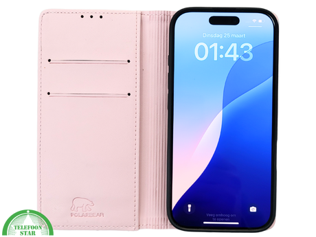 Bookcase Hoesje iPhone 16 Pro Roze &ndash; Elegante Wallet Case met Pasjeshouder