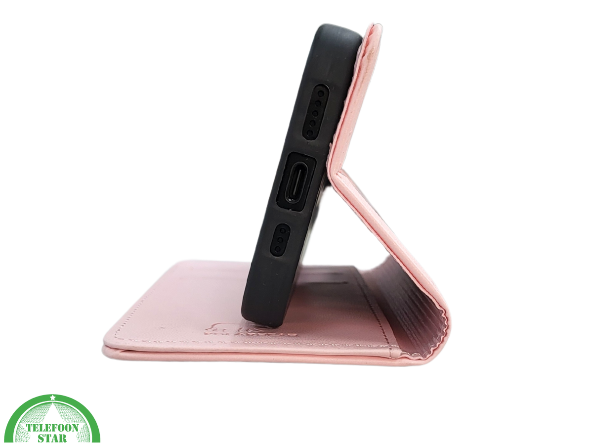 Bookcase Hoesje iPhone 16 Pro Roze &ndash; Elegante Wallet Case met Pasjeshouder