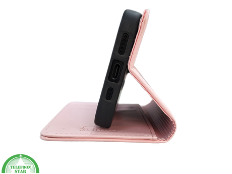 Bookcase Hoesje iPhone 16 Pro Roze &ndash; Elegante Wallet Case met Pasjeshouder