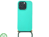 Groen Eco Koord Hoesje &ndash; Duurzaam Siliconen Touwkoord Case Met Draagkoord voor iPhone 16 Pro