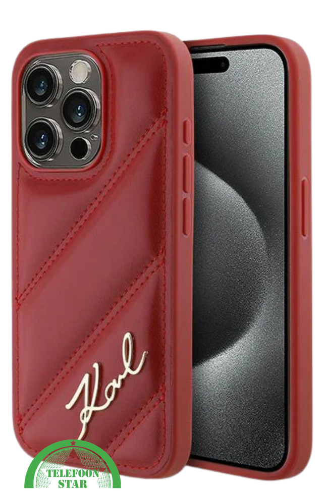 iPhone 16 Pro Luxe Leren Hoesje &ndash; Rood | Elegant, Stevig en Stijlvol Design