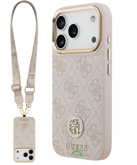 Hoesje voor iPhone 17 Pro Beige met Koord Gouden Rand