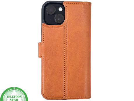 iPhone 15 Plus 2-in-1 Hoesje Bruin Leer &ndash; Bookcase met Uitneembare Backcover