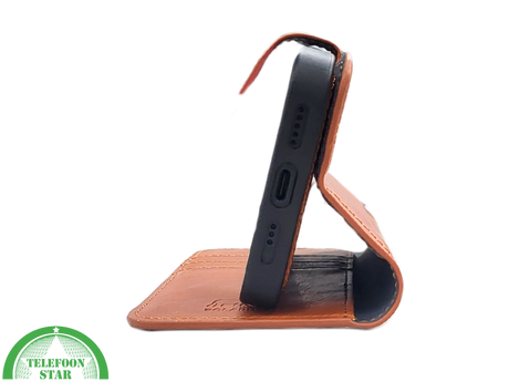iPhone 15 Plus 2-in-1 Hoesje Bruin Leer &ndash; Bookcase met Uitneembare Backcover
