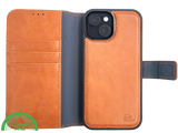 iPhone 15 2-in-1 Hoesje Bruin Leer &ndash; Bookcase met Uitneembare Backcover