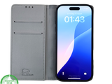 Bookcase Hoesje iPhone 16 Pro Grijs &ndash; Stijlvolle Bescherming met Pasjeshouder
