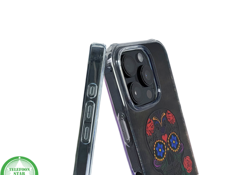 iPhone 16 Pro Hoesje met Skull Design &ndash; Elegante Achterkant Bescherming Telefoonhoesje Transparant &amp; Stevig