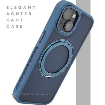 iPhone 15 Hoesje &ndash; Donkerblauw Met Ringhouder &amp; MagSafe | Stevig, Stijlvol &amp; Slim