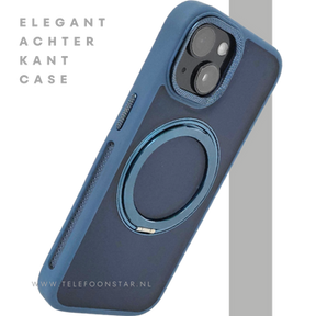 iPhone 15 Hoesje &ndash; Donkerblauw Met Ringhouder &amp; MagSafe | Stevig, Stijlvol &amp; Slim