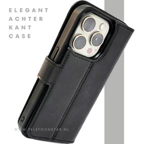 Zwart Bookcase Hoesje twee en een iPhone 15 Pro Max&ndash; Luxe PU-leer &amp; Kaarthouder | Telefoonstar.nl