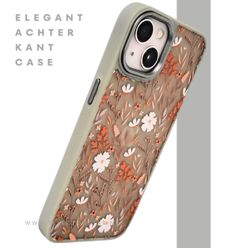 Floral Softcase iPhone 13 / 14 &ndash; Bloemen Hoesje met Groene Rand | Telefoonstar