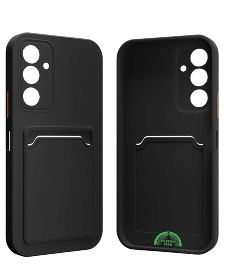 Zwart Hoesje voor Samsung S25 FE Transparant met Kaarthouder, Praktisch, Slank & Schokbestendig
