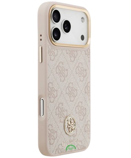 Hoesje voor iPhone 17 Pro Beige met Koord Gouden Rand