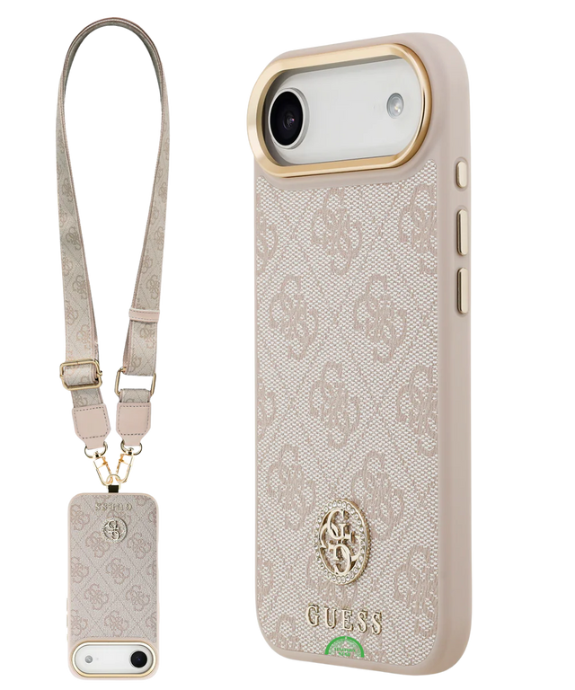 Hoesje voor iPhone 17 Air Beige met Koord en Camera Bescherming