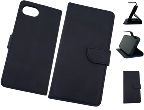 Luxe Boek Case Hoesje iPhone 16E blauw Leerlook