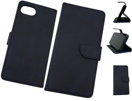 Luxe Boek Case Hoesje iPhone 16E blauw Leerlook