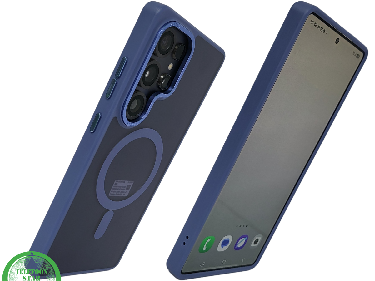 MagSafe Hoesje voor Samsung Galaxy S26 Ultra Transparant met Blauwe Randen Magnetisch