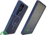 MagSafe Hoesje voor Samsung Galaxy S26 Ultra Transparant met Blauwe Randen Magnetisch