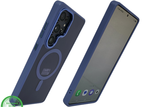 MagSafe Hoesje voor Samsung Galaxy S26 Ultra Transparant met Blauwe Randen Magnetisch