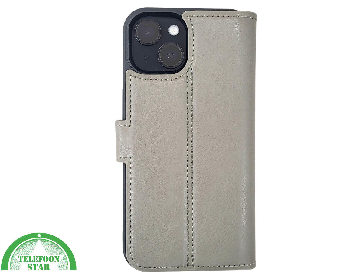 iPhone 15 Plus 2-in-1 Hoesje Groen Leer &ndash; Bookcase Met 2 in 1 Functie